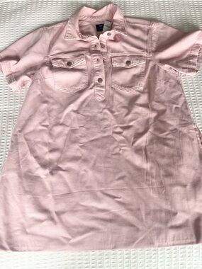 GAP short sleeve popover mini ultrasoft denim dress rose mist NWT Large